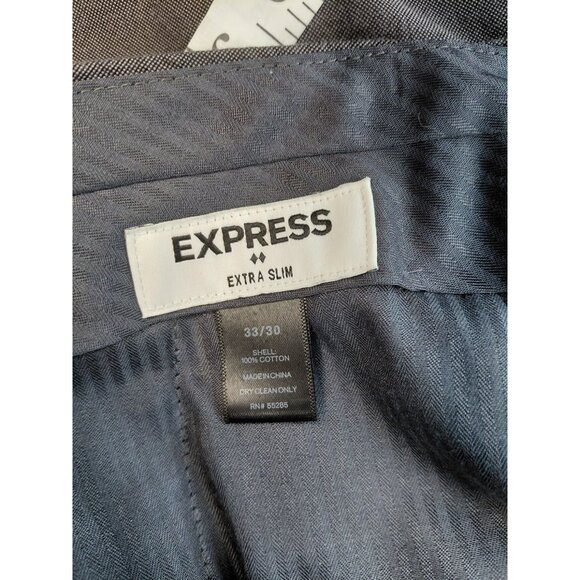 Express Men's Extra Slim Fit Suit 33/30 Gray Cotton Blend Blazer & Pants Set - Picture 11 of 16